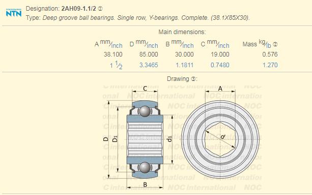 Bearing 209KRRB2 size 